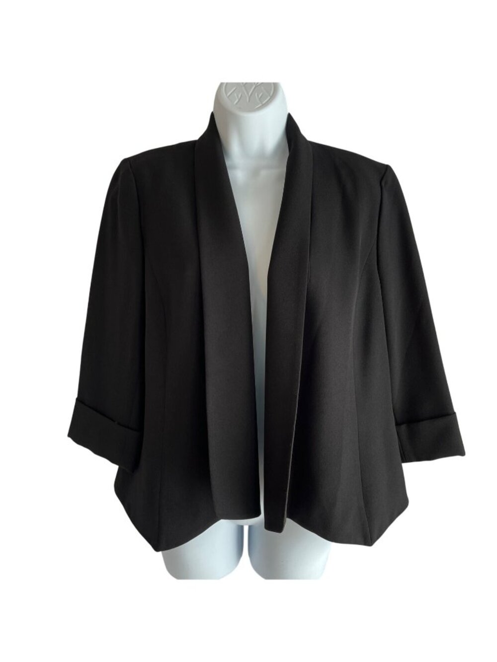 Nipon Boutique Black Open Front Jacket Blazer Size 6 12j